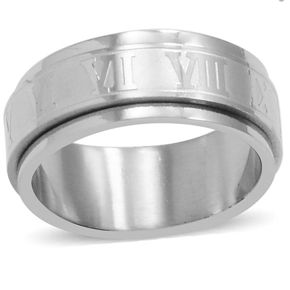 Jewelry - Stainless Steel Roman Numeral Spinner Ring